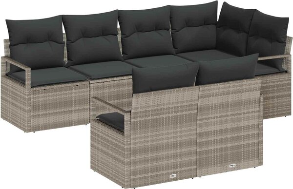 Maison Exclusive – Sedacia súprava, 7 kusov, tmavosivá [syntetický materiál]: Polyratan