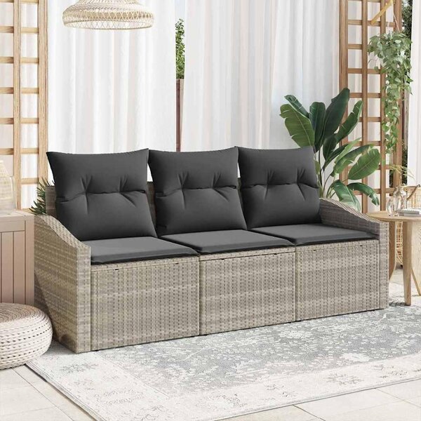 Maison Exclusive – Sedacia súprava, 3 kusy, svetlosivá [syntetický materiál]: Polyratan