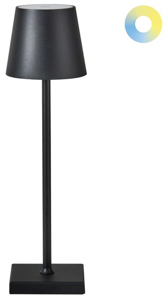 Stolná lampa čierna hliníková s dotykovým vypínačom nabíjanie cez USB kábel bezdrôtová moderný štýl interiér exteriér