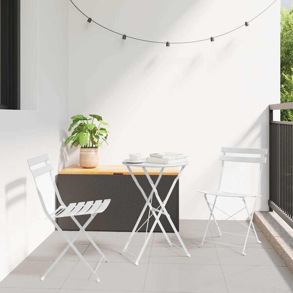 Maison Exclusive – Súprava záhradného nábytku Klapp, 3 kusy, biela, oceľ