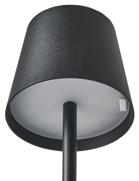 Stolná lampa čierna hliníková s dotykovým vypínačom nabíjanie cez USB kábel bezdrôtová moderný štýl interiér exteriér