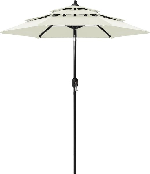Maison Exclusive – slnečník s hliníkovým stĺpom, 3-vrstvový, piesková farba, 2 m
