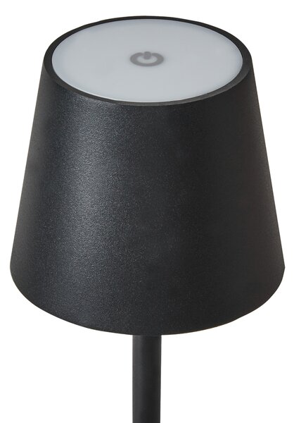 Stolná lampa čierna hliníková s dotykovým vypínačom nabíjanie cez USB kábel bezdrôtová moderný štýl interiér exteriér