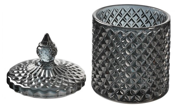 Granitová sklenená dóza s vekom - Ø 9*14 cm - Clayre & Eef