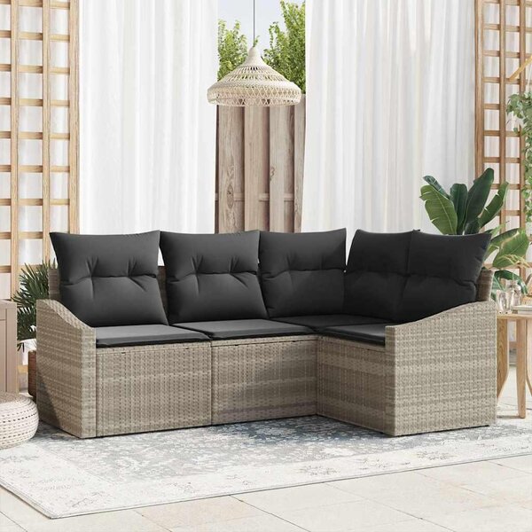 Maison Exclusive – Sedacia súprava, 4 kusy, tmavosivá [syntetický materiál]: Polyratan