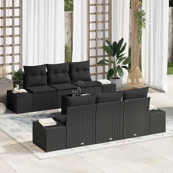 Maison Exclusive – Sedacia súprava, 7 kusov, čierna [syntetický materiál]: Polyratan