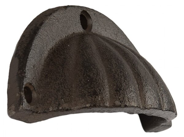 Hnedá antik liatinová úchytka s vrúbkami - 10*3*4 cm - Clayre & Eef