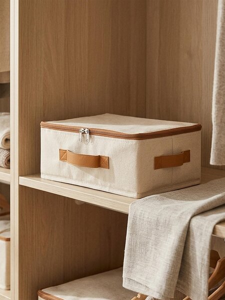 Sinsay - Úložný box s vekom na zips - béžová