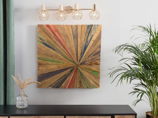 Nástenná dekorácia svetlé drevo viacfarebná 70 x 70 cm štvorcový tvar geometrický motív moderný štýl dekorácie doplnky