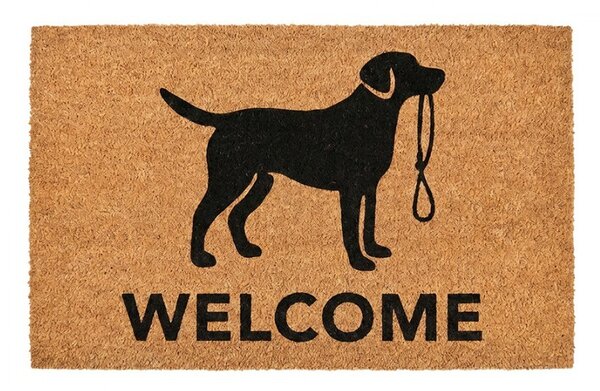 Hnedá kokosová rokožka so psíkom Welcome - 75*45*1 cm - Clayre & Eef