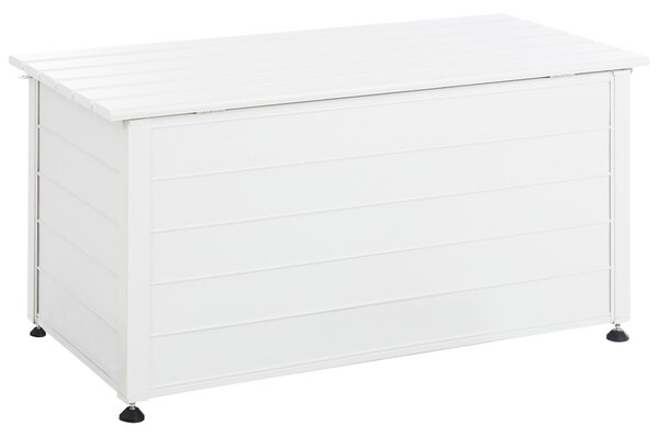 Záhradný úložný box s vekom biely hliníkový 123 x 60 cm 330 L vonkajší úložný nábytok
