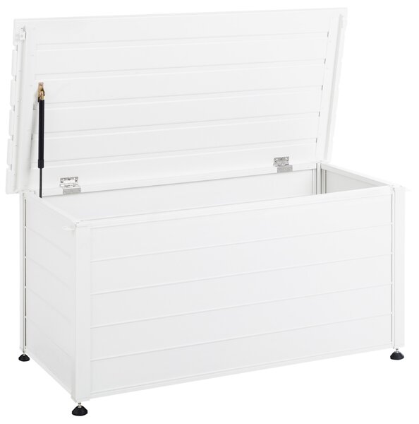 Záhradný úložný box s vekom biely hliníkový 123 x 60 cm 330 L vonkajší úložný nábytok