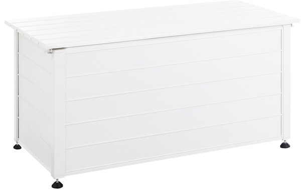 Záhradný úložný box s vekom biely hliníkový 123 x 60 cm 330 L vonkajší úložný nábytok