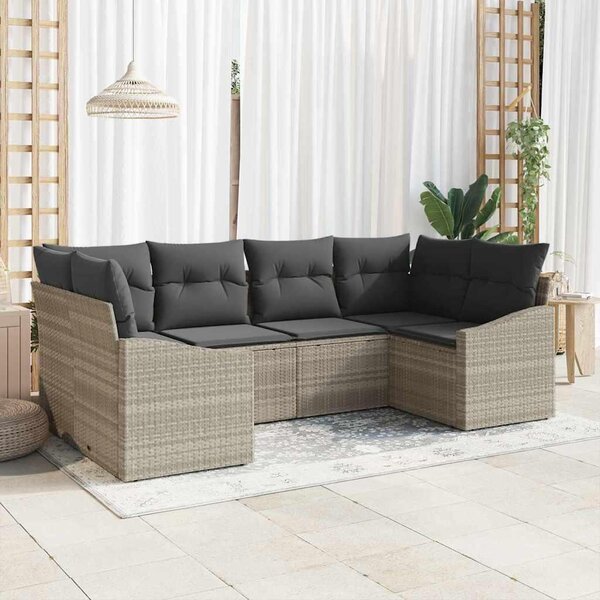 Maison Exclusive – Sedacia súprava, 6 kusov, svetlosivá [syntetický materiál]: Polyratan