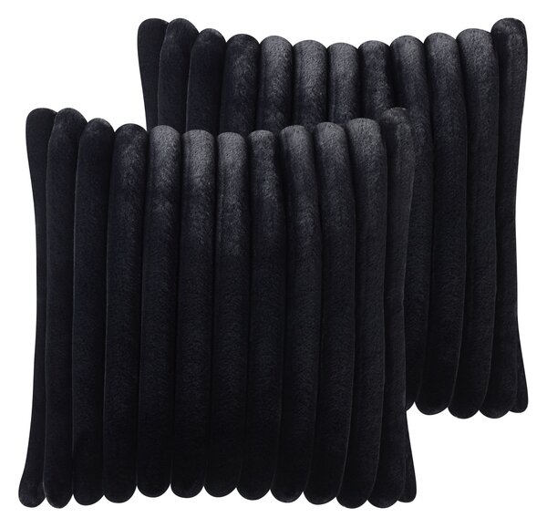 Sada 2 dekoratívnych vankúšov čierna polyester 45 x 45 cm bez vzoru jednofarebná moderný štýl doplnky