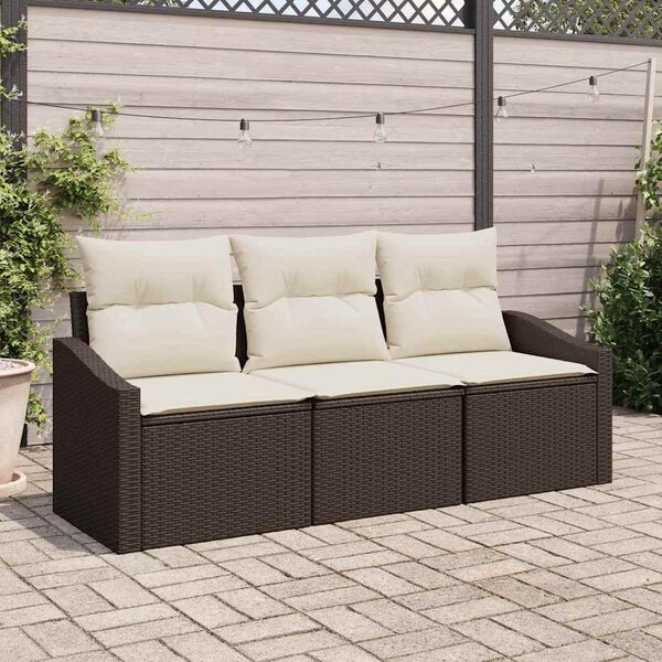 Maison Exclusive – Sedacia súprava, 3 kusy, hnedá [syntetický materiál]: Polyratan