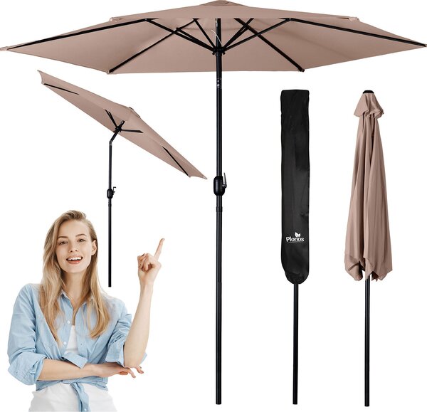 Skladací záhradný slnečník, 6 častí, 300 cm, s krytom, Plonos PL-884