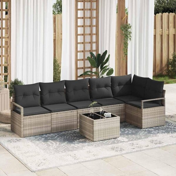 Maison Exclusive – Sedacia súprava, 7 kusov, tmavosivá [syntetický materiál]: Polyratan