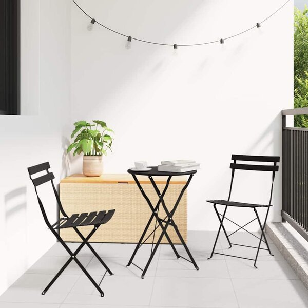 Maison Exclusive – Súprava záhradného nábytku Klapp, 3 kusy, antracitová farba, oceľ