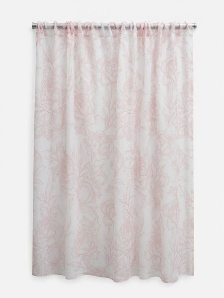 Sinsay - Polopriehľadná záclona s rastlinným motívom - popolavá ružová