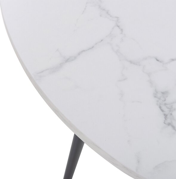 Jedálenský stôl biely mramorový efekt ⌀ 120 cm okrúhly čierne kovové nohy moderný glamour štýl kuchyňa jedáleň