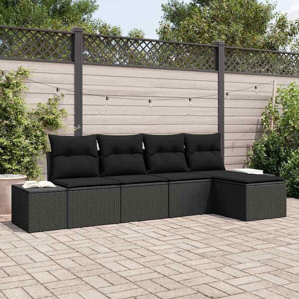 Maison Exclusive – Sedacia súprava, 5 kusov, čierna [syntetický materiál]: Polyratan