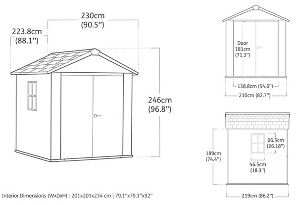 Keter Newton Plus 7×7,5 — záhradný domček, sivý