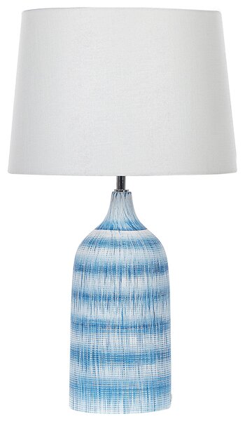 Stolná lampa modrá keramická 66 cm biele látkové tienidlo klasická lampa na nočný stolík