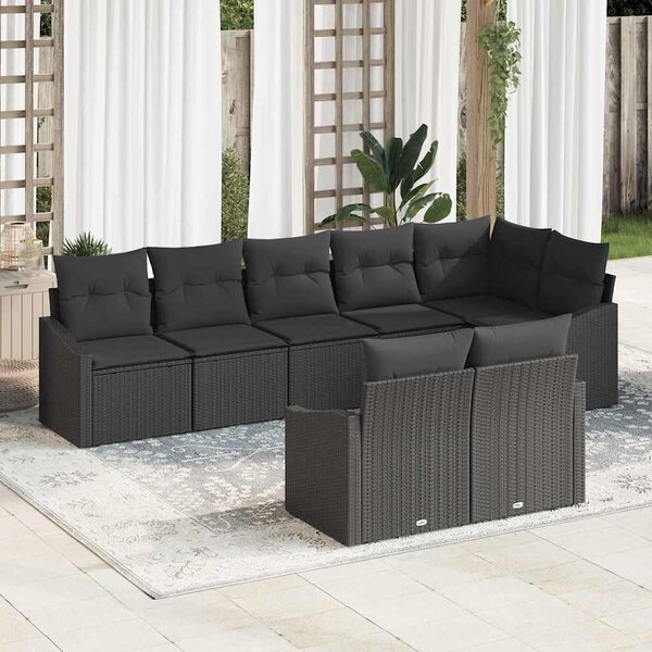 Maison Exclusive – Sedacia súprava, 8 kusov, čierna [syntetický materiál]: Polyratan
