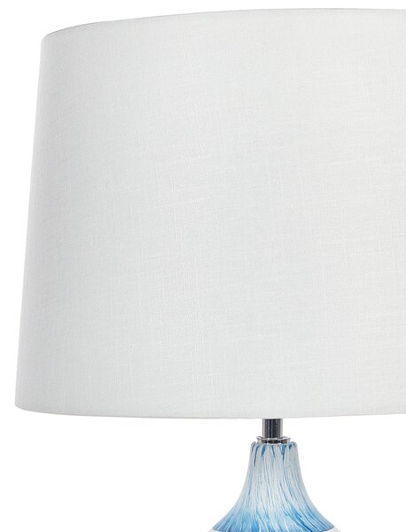 Stolná lampa modrá keramická 66 cm biele látkové tienidlo klasická lampa na nočný stolík