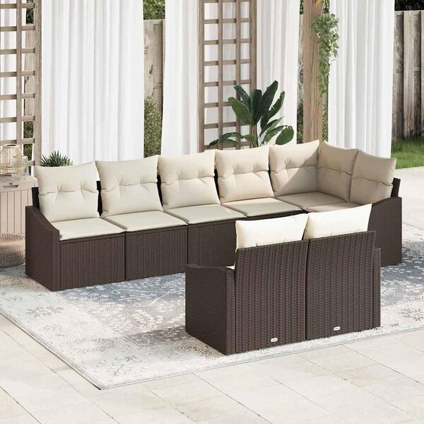Maison Exclusive – Sedacia súprava, 8 kusov, hnedá [syntetický materiál]: polyratan