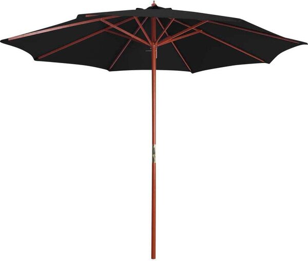 Maison Exclusive - Slnečník s dreveným stožiarom 300x258 cm Čierny
