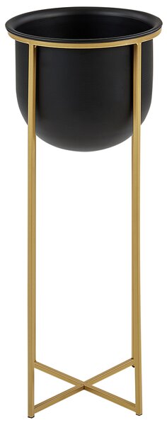 Sada 2 stojanových kvetináčov čierna kov železo 56/46 cm stojan na kvety moderný industriálny štýl interiér exteriér