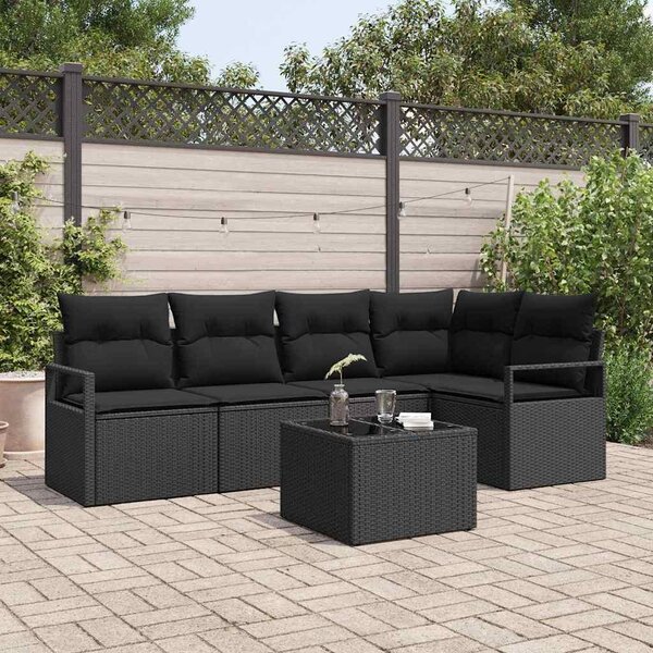Maison Exclusive – Sedacia súprava, 6 kusov, čierna [syntetický materiál]: Polyratan