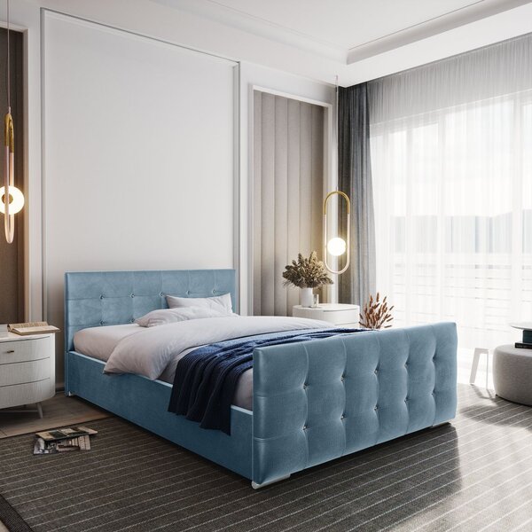Jednolôžková posteľ KRISTAL - 90x200, svetlo modrá