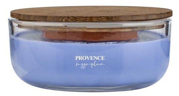 Vonná sviečka v skle PROVENCE drevený knôt 24 hodín sugarplum