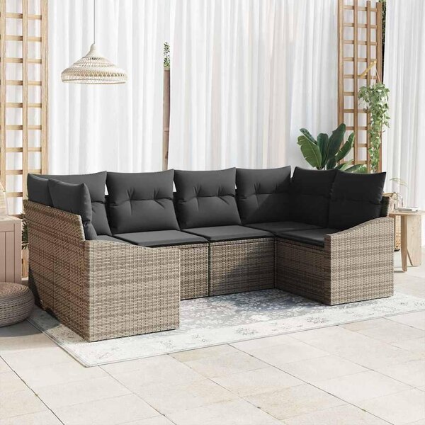 Maison Exclusive – Sedacia súprava, 6 kusov, sivá [syntetický materiál]: Polyratan