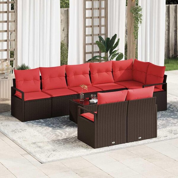 Maison Exclusive – Sedacia súprava, 9 kusov, hnedá [syntetický materiál]: Polyratan