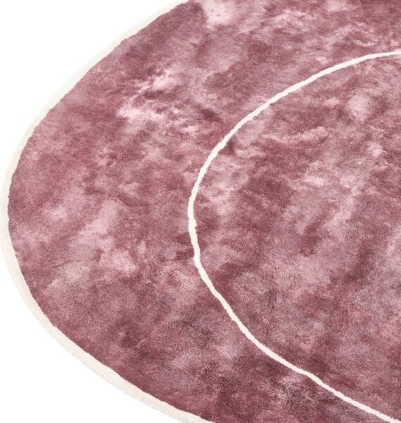Koberec ružový viskóza a vlna geometrický vzor 200 x 200 cm moderný glamour štýl