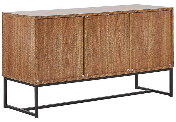 Komoda svetlé drevo biela MFD kov 62 x 112 x 39 cm 3-dverová 3 skrinky úložný priestor moderný štýl obývačka spálňa