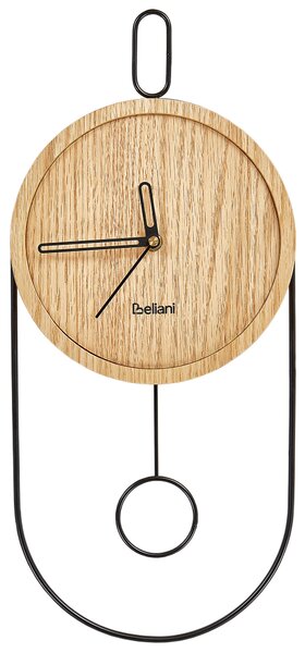 Nástenné hodiny svetlé drevo MDF kov 20 x 45 cm dizajn bez čísel s kyvadlom moderný štýl obývacia izba doplnky