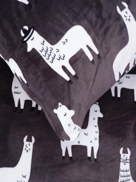 Obliečka na vankúš mikroplyš 70 × 90 cm – Lama sivé