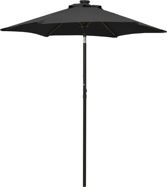 Maison Exclusive – slnečník s LED osvetlením, čierny, 200 × 211 cm, hliník