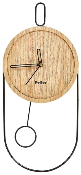Nástenné hodiny svetlé drevo MDF kov 20 x 45 cm dizajn bez čísel s kyvadlom moderný štýl obývacia izba doplnky