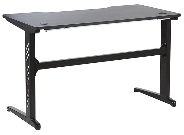 Herný stôl čierna MDF kov 120 x 60 cm RGB LED svetlá s diaľkovým ovládačom moderný štýl kancelária