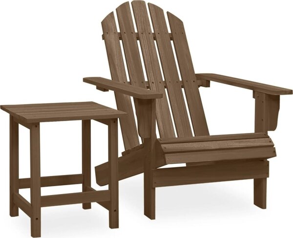 Maison Exclusive – Záhradná stolička Adirondack so stolíkom z masívneho smrekového dreva, hnedá