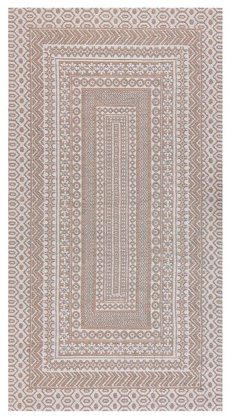 Koberec béžový a biely juta vlna 80 x 150 cm moderný geometrický vzor mäkký povrch bytový doplnok