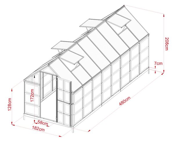 Záhradný polykarbonátový skleník CRAFTFIELD 4.8 m