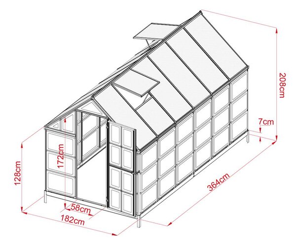 Záhradný polykarbonátový skleník CRAFTFIELD 3.64 m
