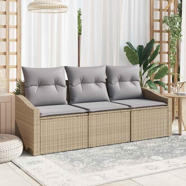 Maison Exclusive – Sedacia súprava, 3 kusy, béžová [syntetický materiál]: Polyratan